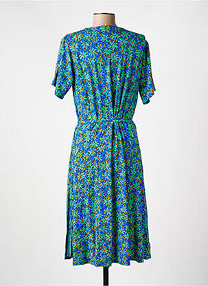 Robe mi-longue imprimé fantaisie manches courtes bleu PRINCESSE NOMADE femme