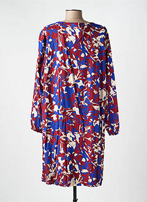 Robe mi-longue imprimé fantaisie manches longues bleu PRINCESSE NOMADE femme