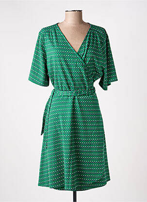 Robe mi-longue imprimé fantaisie manches courtes vert LA FIANCÉE femme