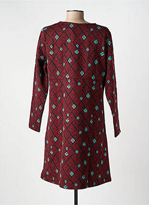 Robe mi-longue imprimé fantaisie manches longues rouge LA FIANCÉE femme