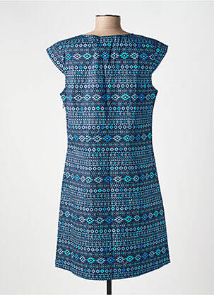 Robe mi-longue imprimé fantaisie manches courtes bleu LA FIANCÉE femme