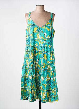 Robe mi-longue imprimé fantaisie fines bretelles bleu PRINCESSE NOMADE femme