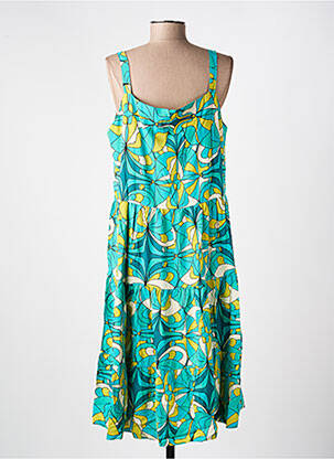 Robe mi-longue imprimé fantaisie fines bretelles bleu PRINCESSE NOMADE femme