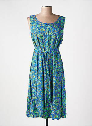 Robe mi-longue imprimé fantaisie sans manche bleu PRINCESSE NOMADE femme