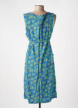 Robe mi-longue imprimé fantaisie sans manche bleu PRINCESSE NOMADE femme