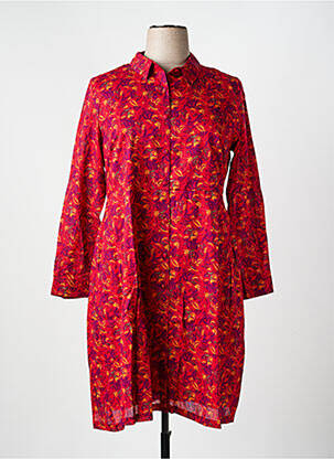 Robe mi-longue imprimé fantaisie manches longues rouge LA FIANCÉE femme