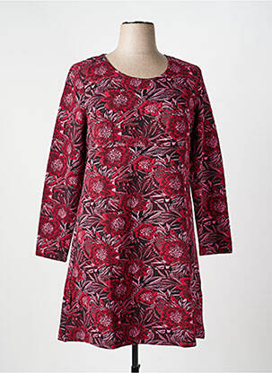 Robe mi-longue imprimé fantaisie manches longues rose LA FIANCÉE femme