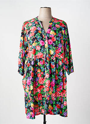 Robe mi-longue imprimé fleurs manches 3/4 noir LA FIANCÉE femme