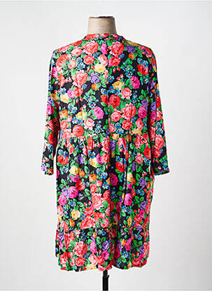 Robe mi-longue imprimé fleurs manches 3/4 noir LA FIANCÉE femme