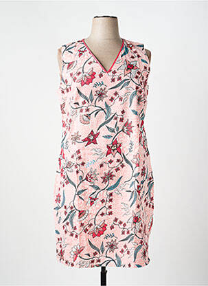Robe mi-longue imprimé fantaisie sans manche rose LA FIANCÉE femme