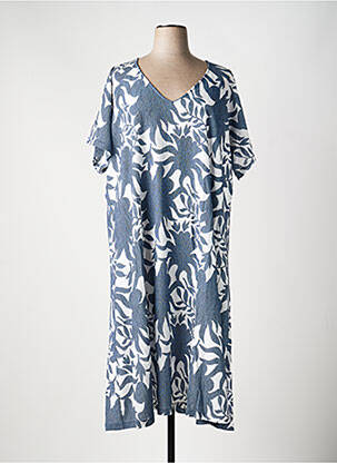 Robe longue imprimé fantaisie manches courtes bleu LA FIANCÉE femme