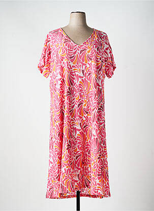 Robe longue imprimé fantaisie manches courtes rose LA FIANCÉE femme