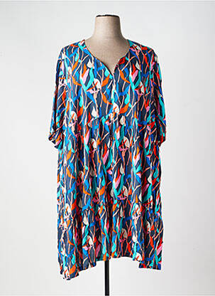 Robe mi-longue imprimé fantaisie manches courtes bleu LA FIANCÉE femme