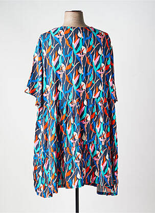 Robe mi-longue imprimé fantaisie manches courtes bleu LA FIANCÉE femme