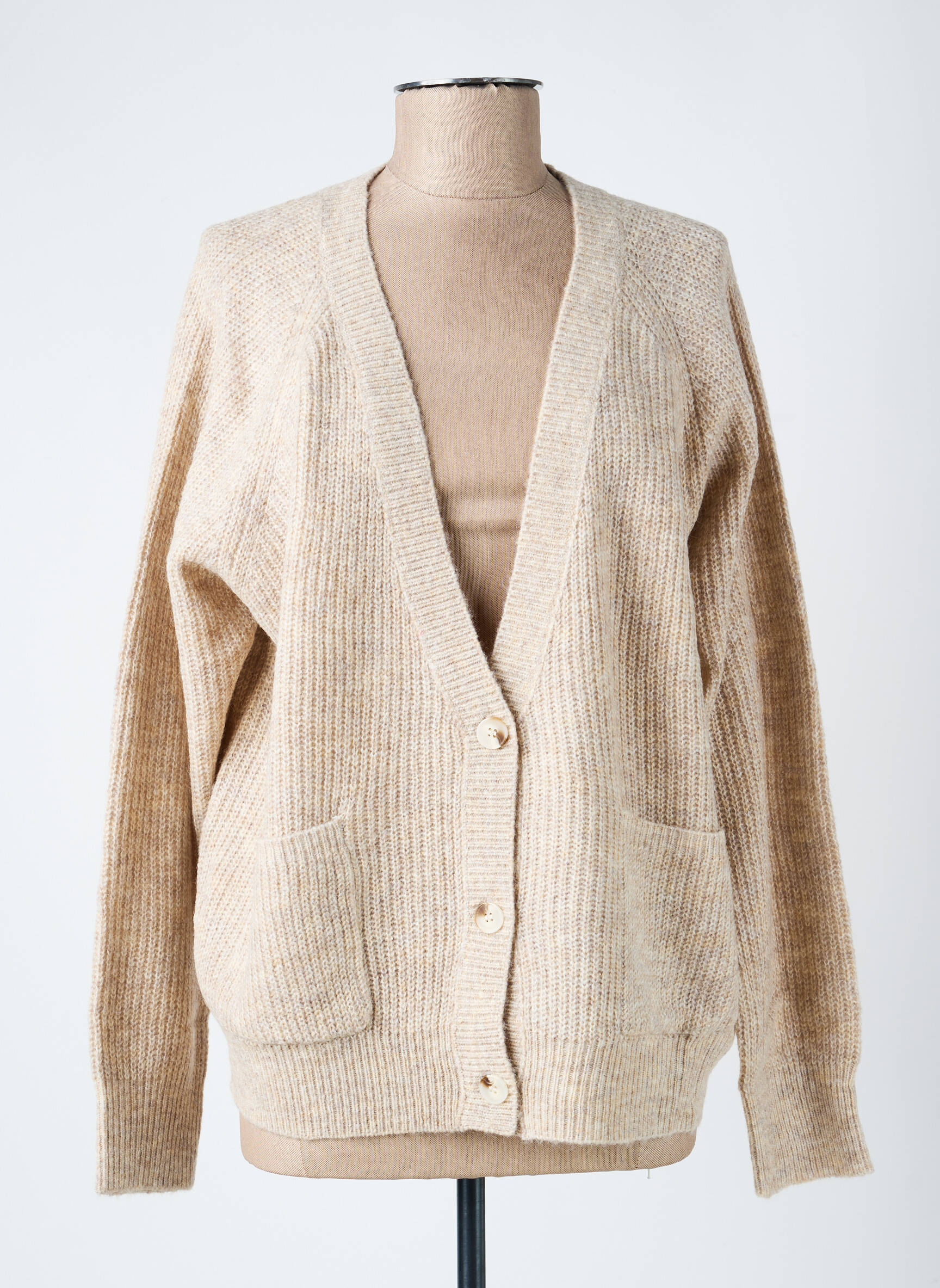 Gilet manches longues fermeture boutonnée sur le devant beige LA FIANCÉE femme
