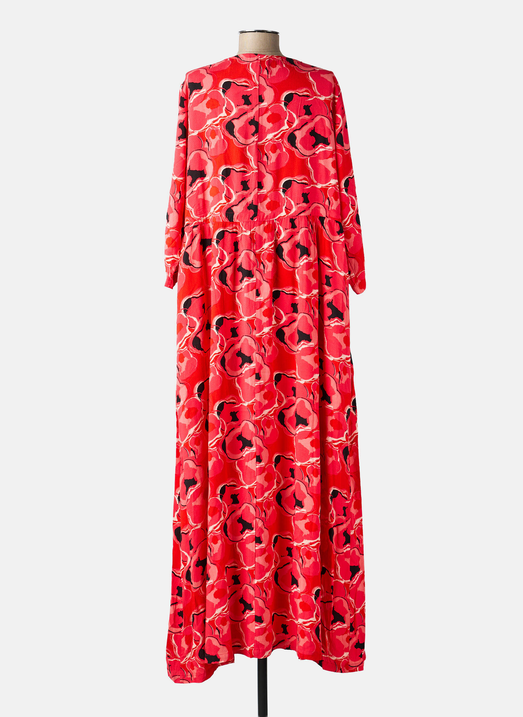Robe longue imprimé fantaisie manches longues rouge LA FIANCÉE femme