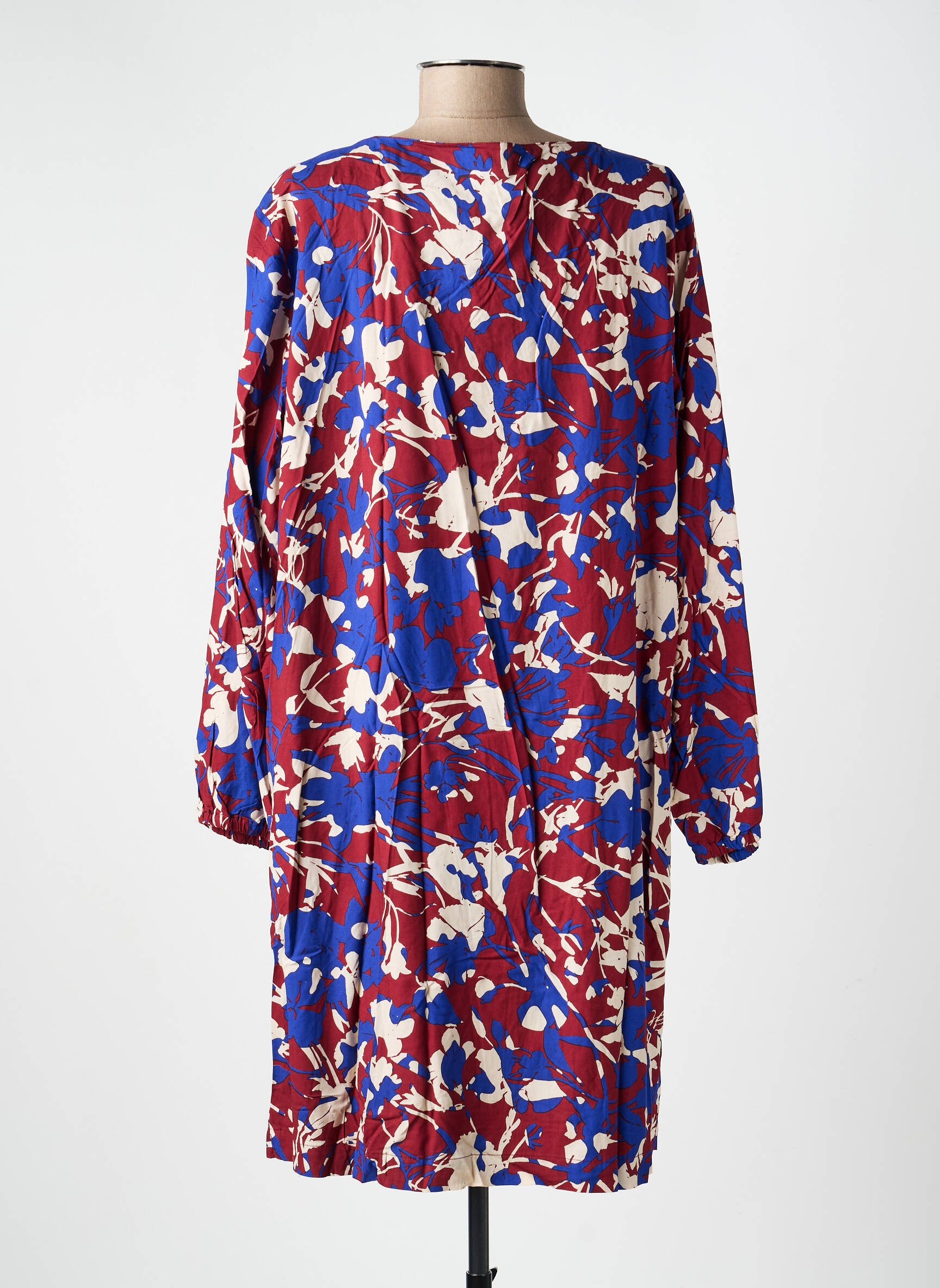 Robe mi-longue imprimé fantaisie manches longues bleu PRINCESSE NOMADE femme
