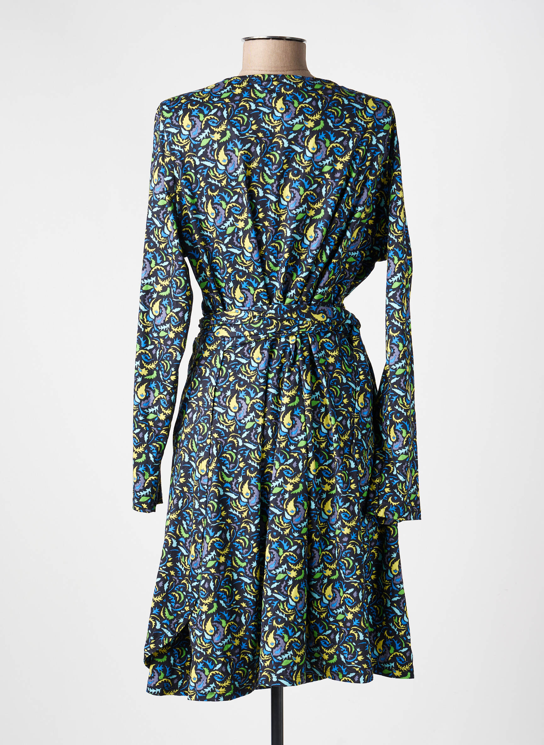 Robe mi-longue imprimé fantaisie manches longues noir LA FIANCÉE femme