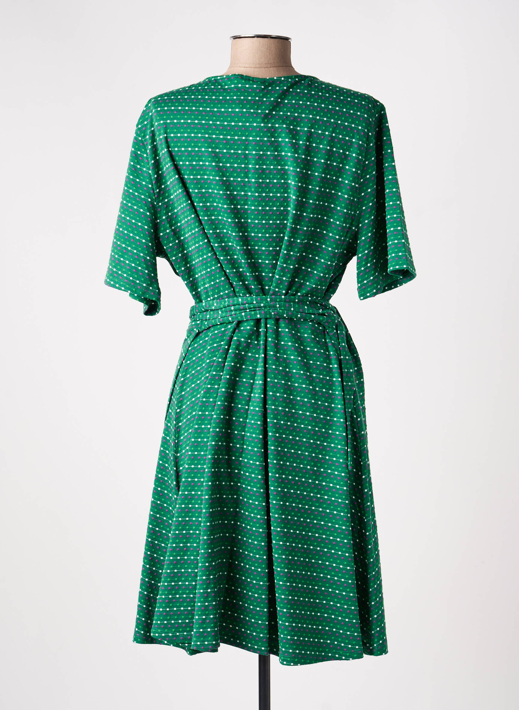 Robe mi-longue imprimé fantaisie manches courtes vert LA FIANCÉE femme