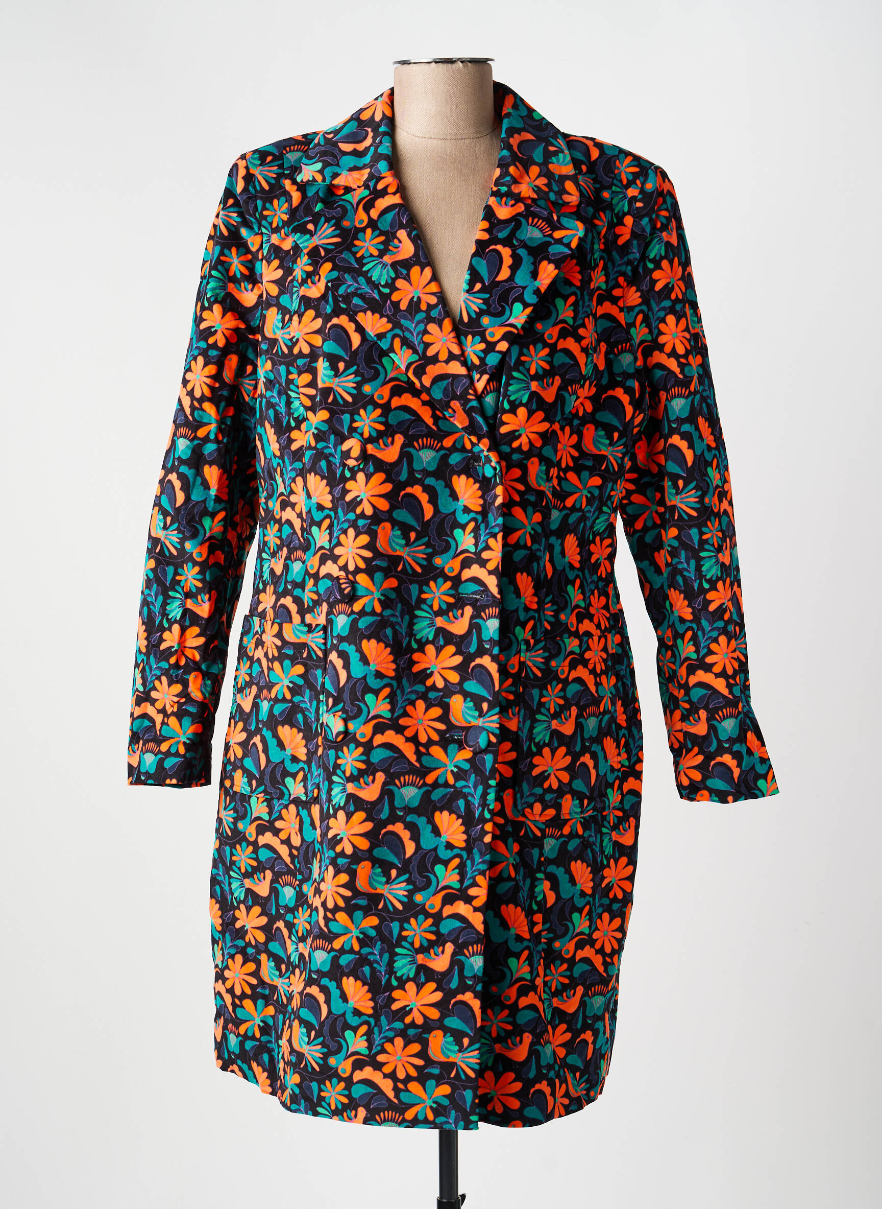 Manteau long coupe cintrée sans capuche noir LA FIANCÉE femme