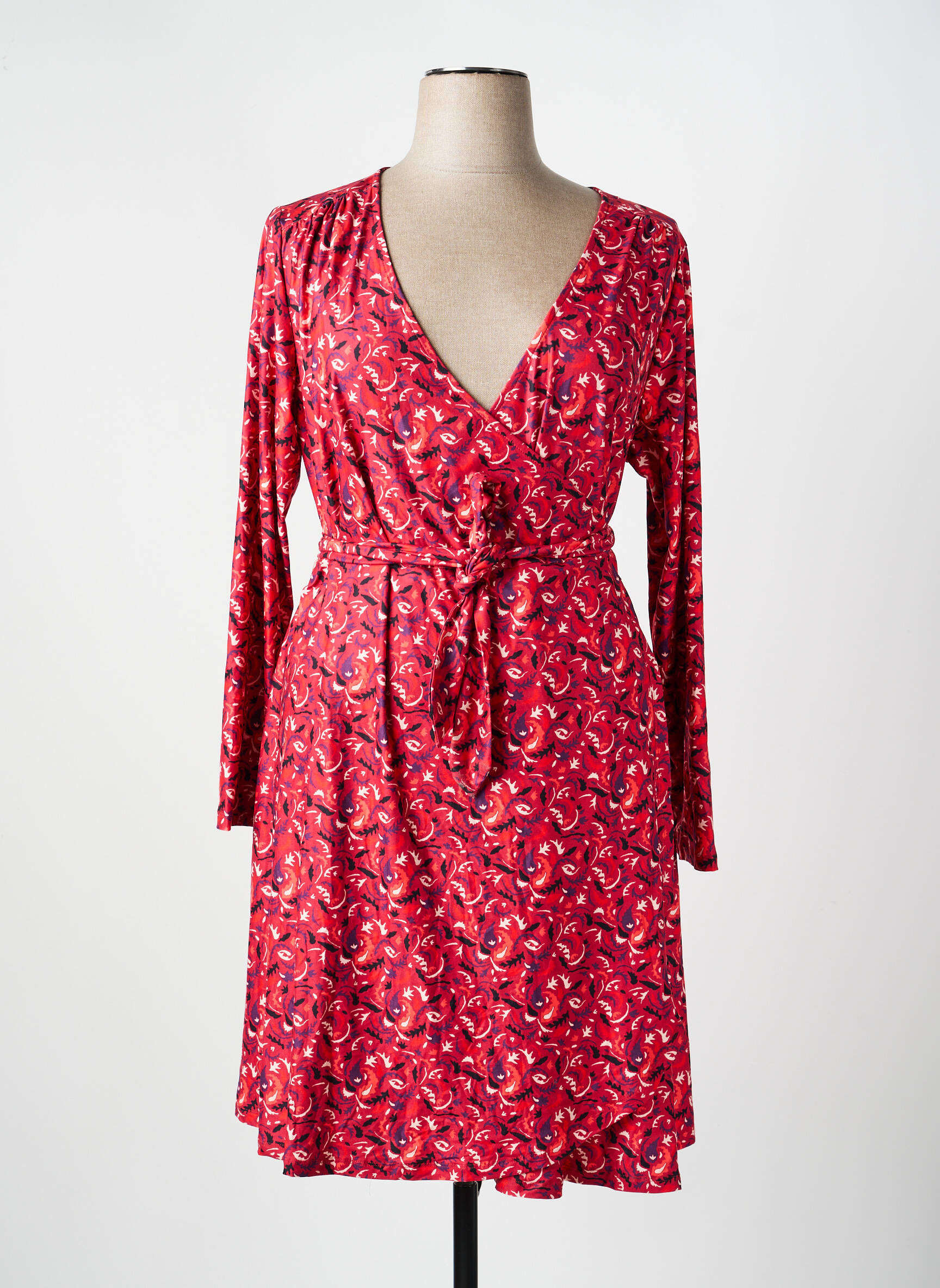 Robe mi-longue imprimé fantaisie fines bretelles rouge LA FIANCÉE femme