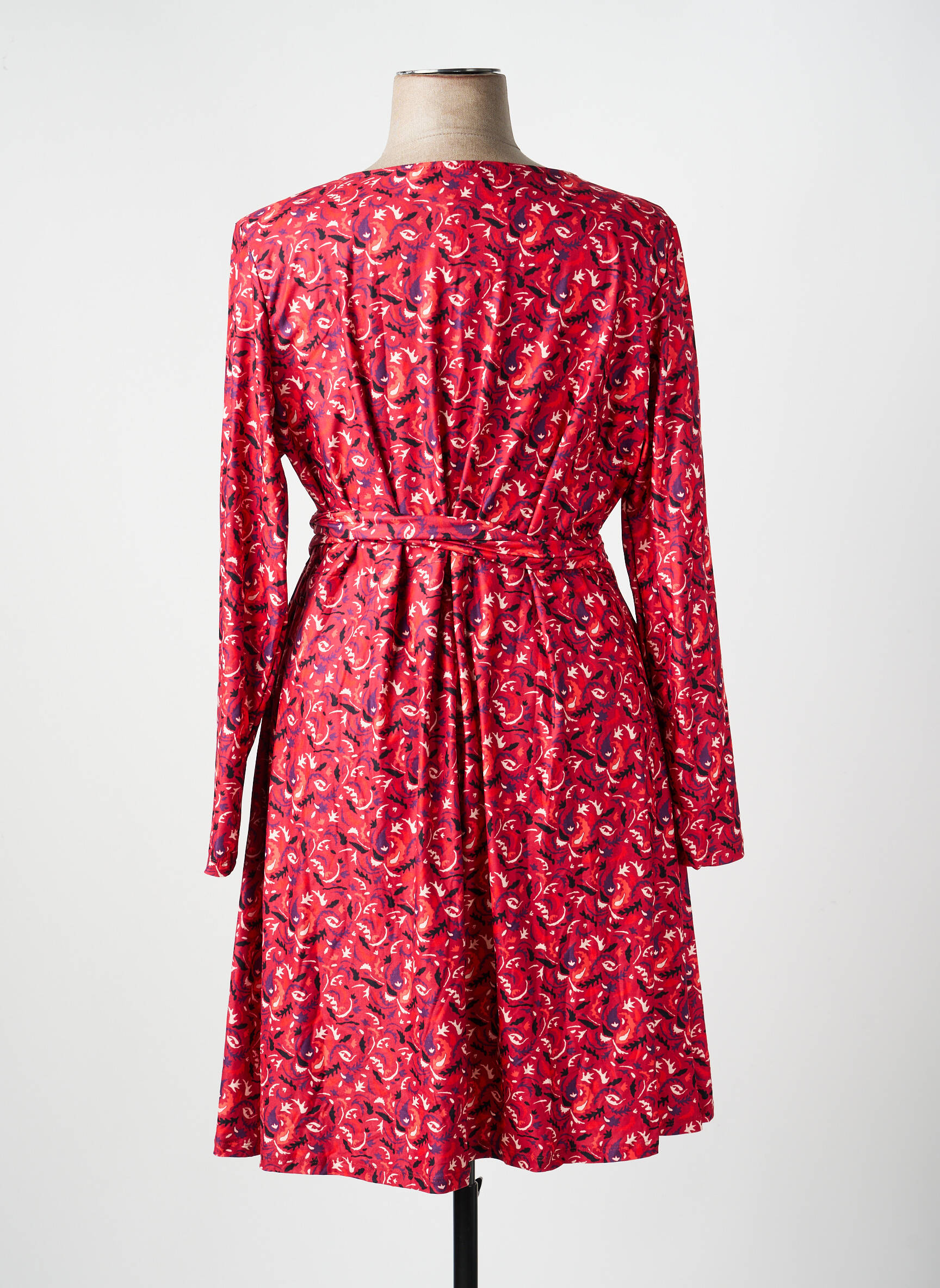 Robe mi-longue imprimé fantaisie fines bretelles rouge LA FIANCÉE femme