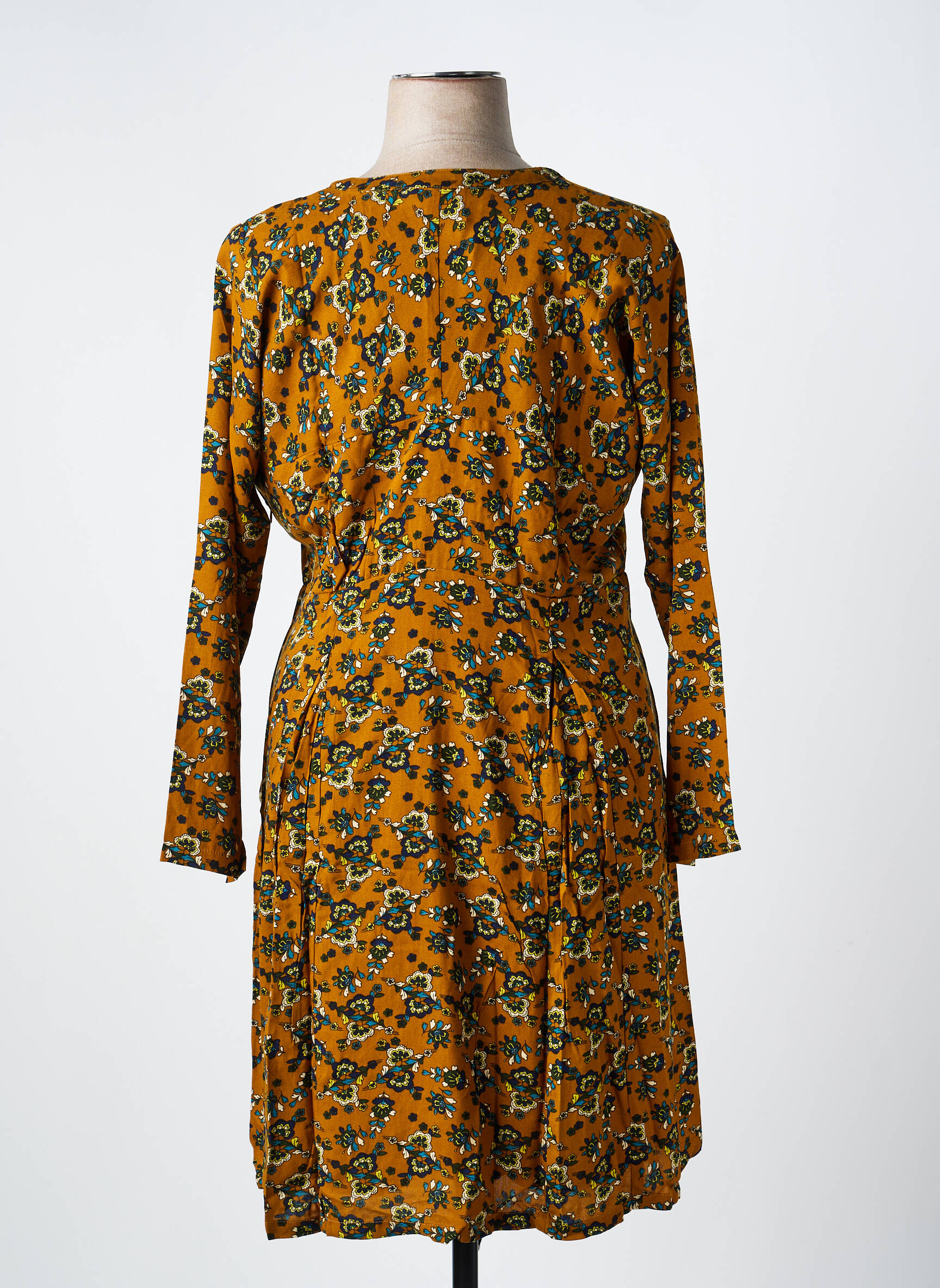 Robe mi-longue imprimé fantaisie manches longues jaune LA FIANCÉE femme