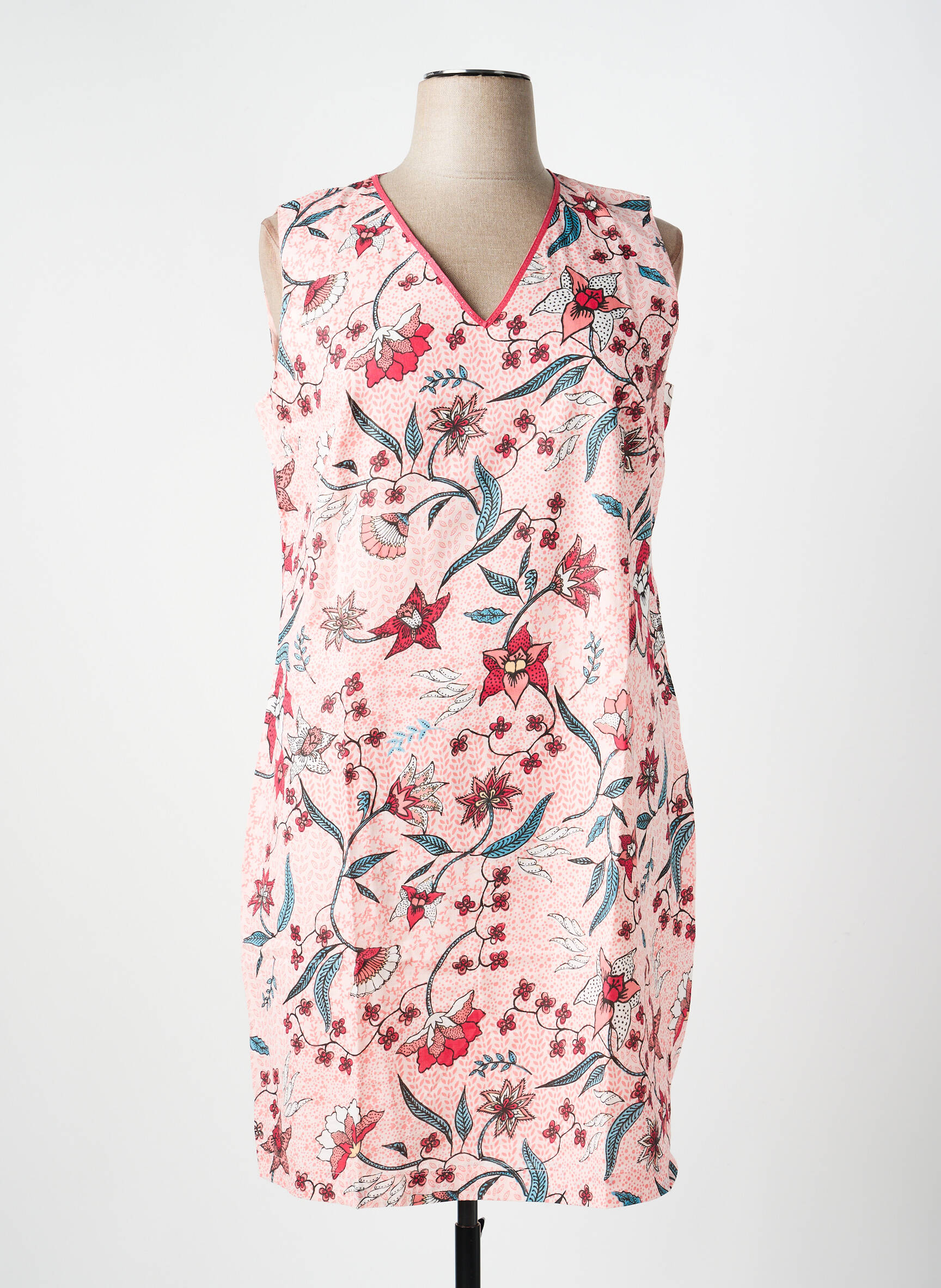 Robe mi-longue imprimé fantaisie sans manche rose LA FIANCÉE femme