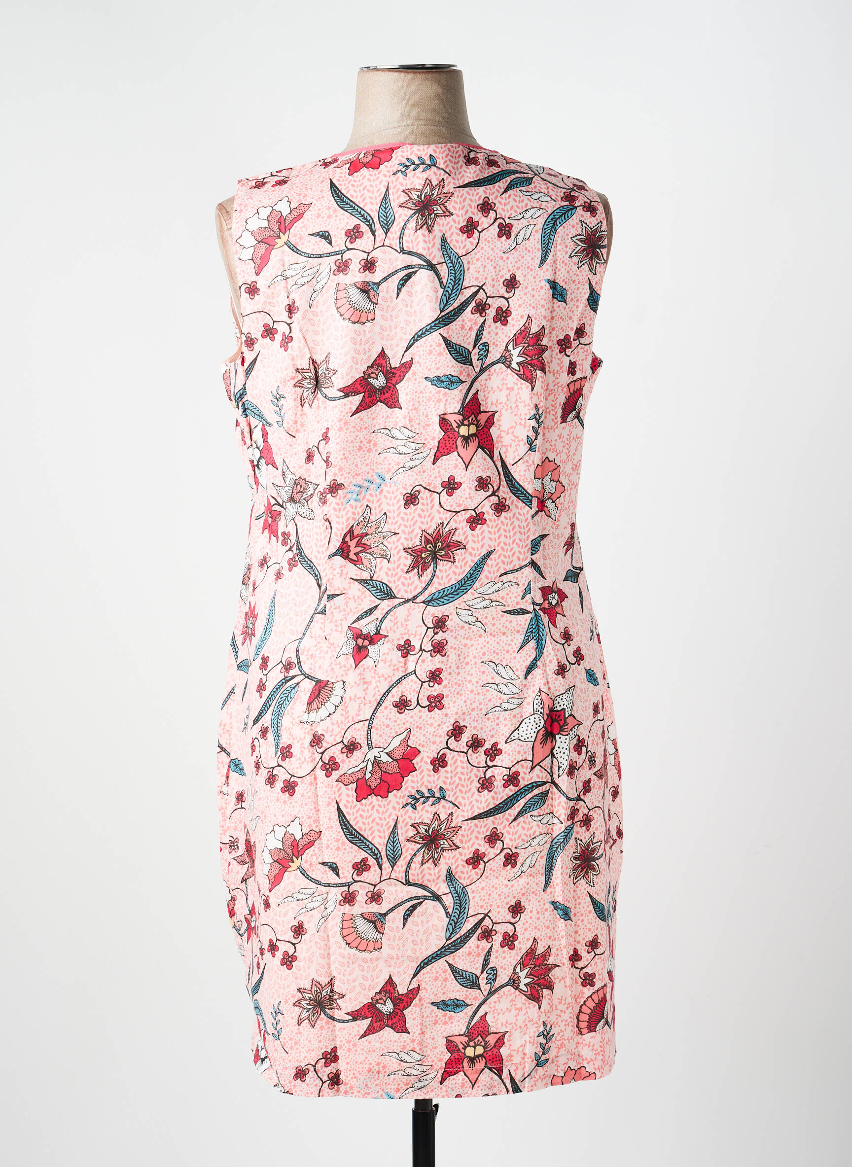 Robe mi-longue imprimé fantaisie sans manche rose LA FIANCÉE femme