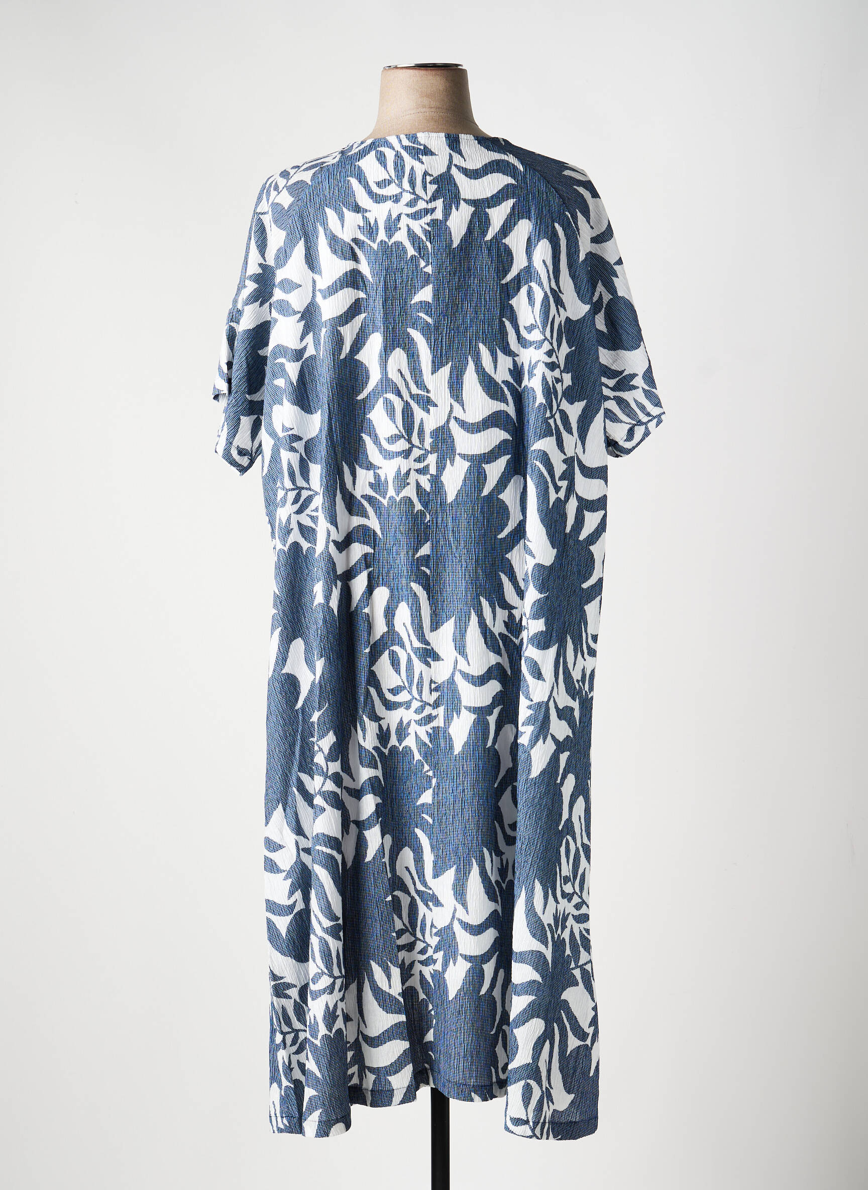 Robe longue imprimé fantaisie manches courtes bleu LA FIANCÉE femme