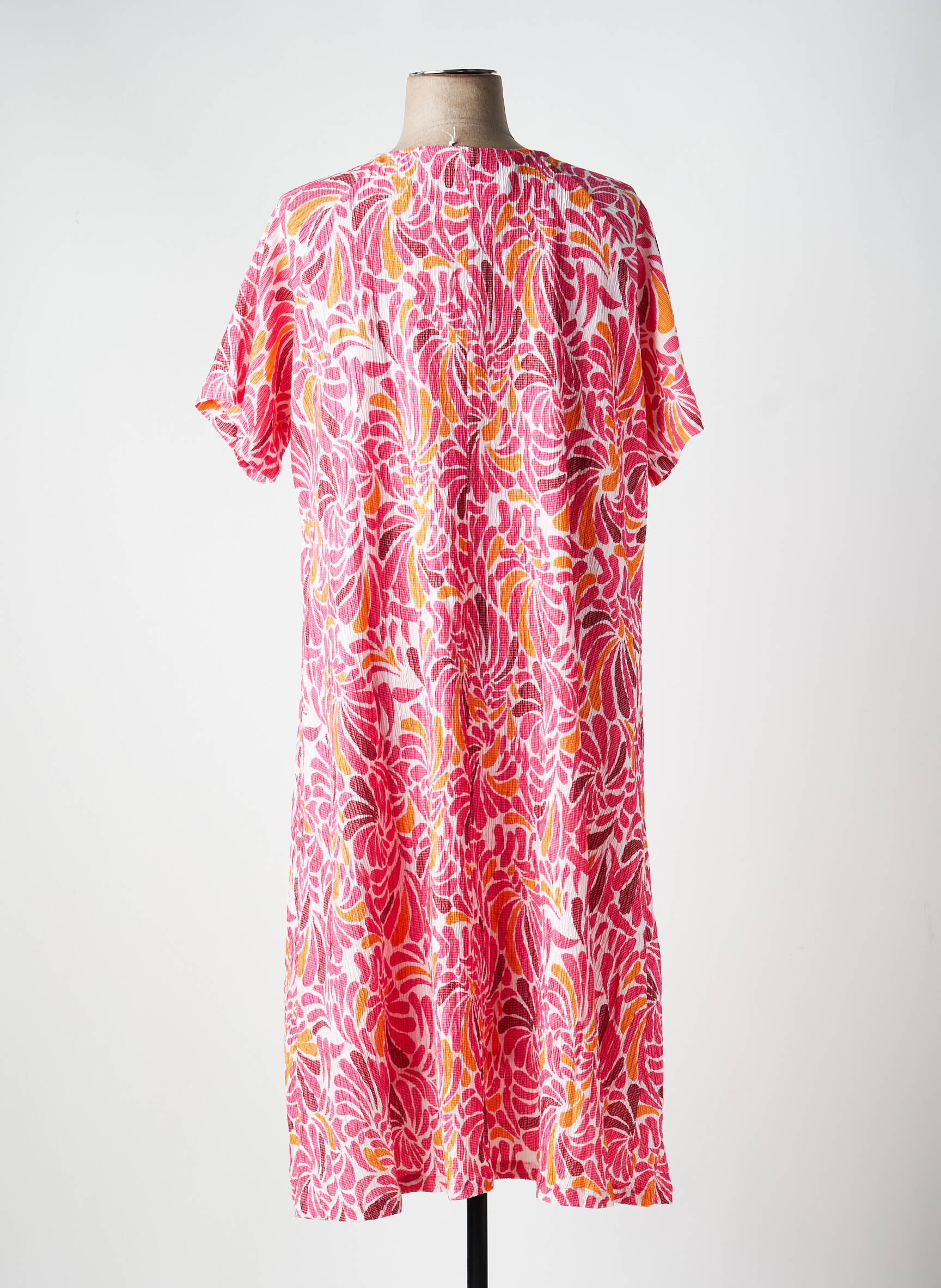 Robe longue imprimé fantaisie manches courtes rose LA FIANCÉE femme