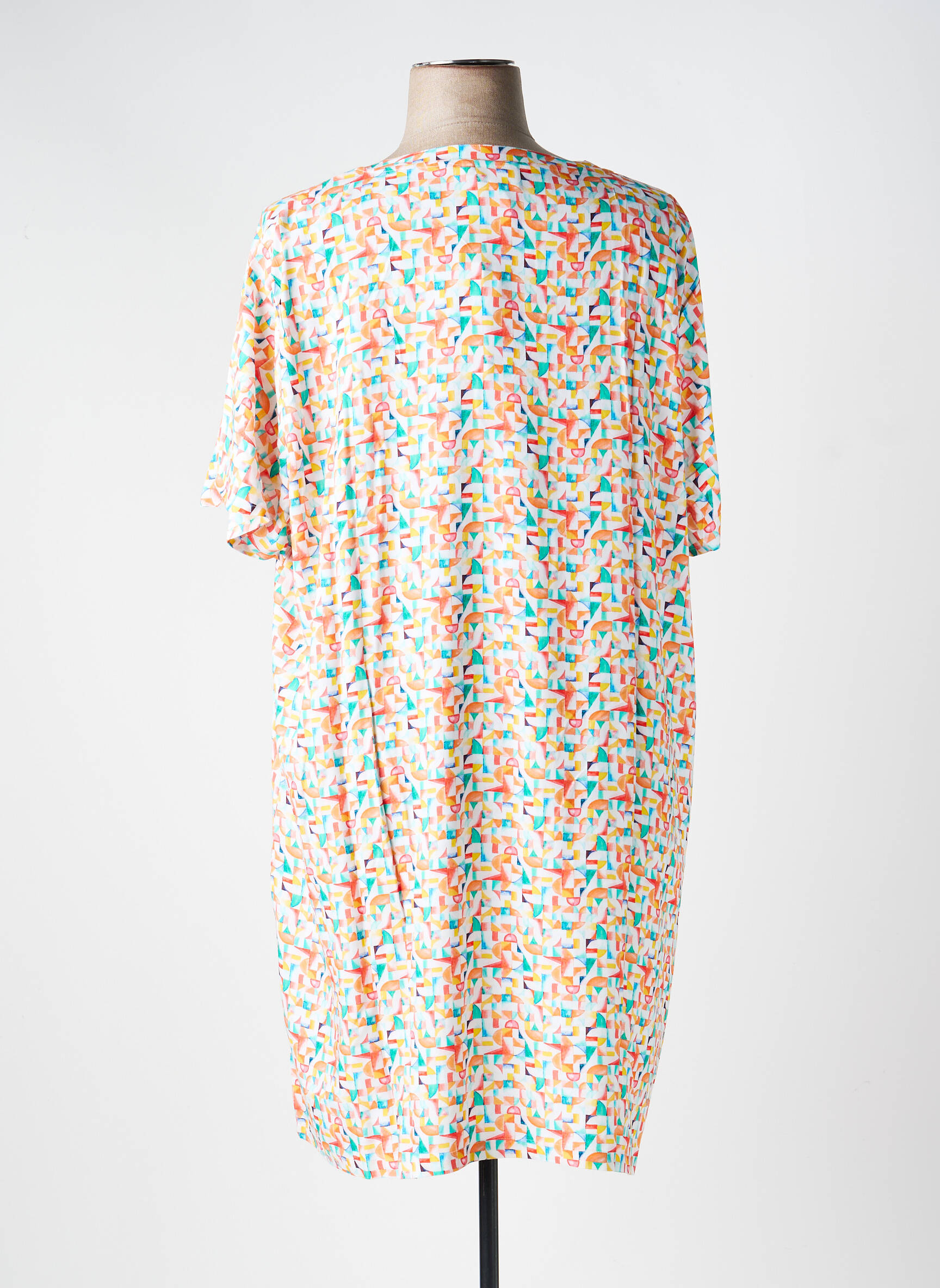 Robe mi-longue imprimé fantaisie manches courtes blanc LA FIANCÉE femme