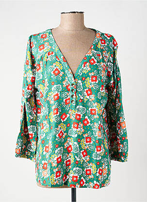 Blouse imprimé fleurs manches longues vert PRINCESSE NOMADE femme