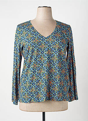Top imprimé fantaisie manches longues bleu LA FIANCÉE femme