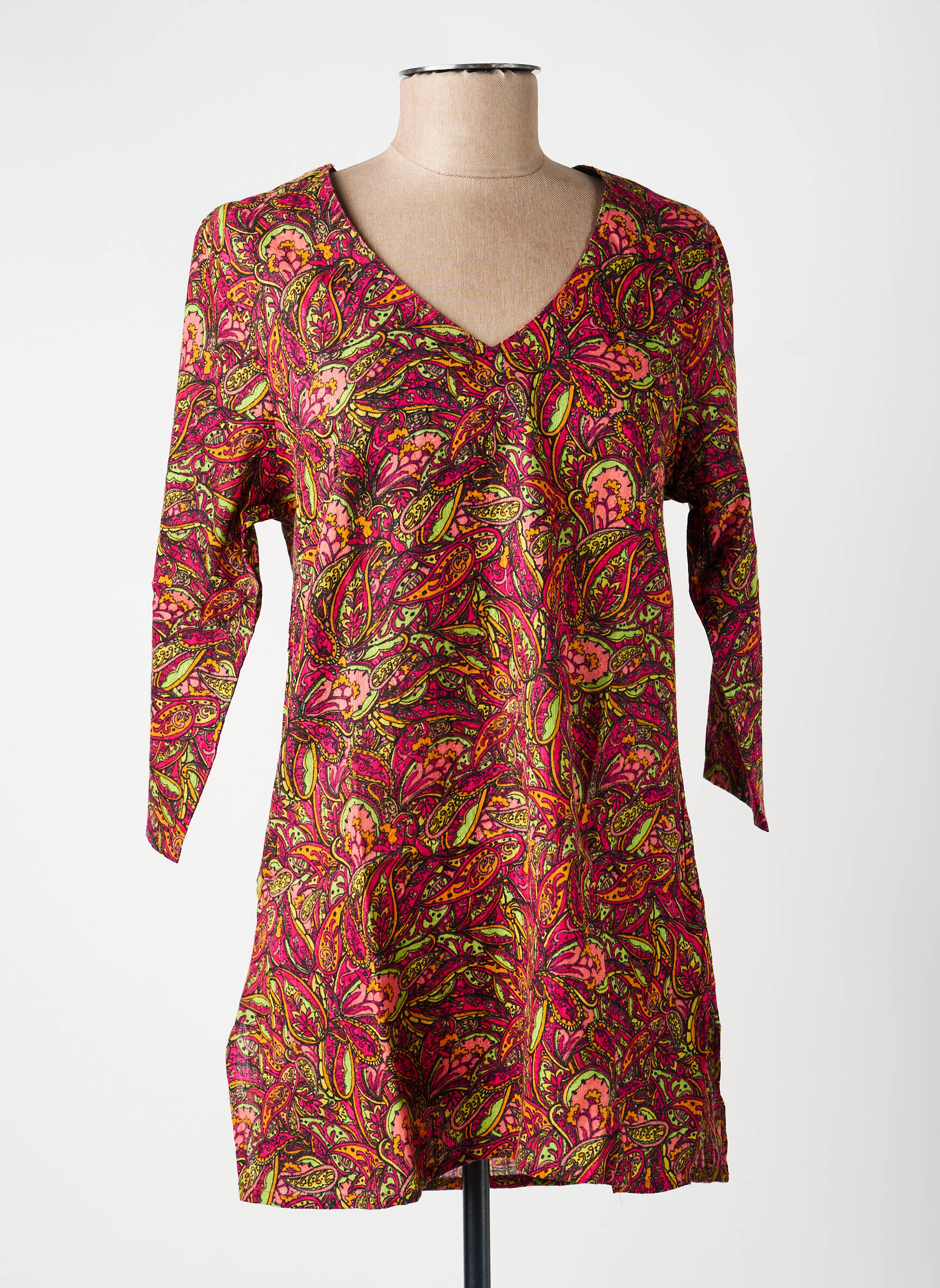 Tunique manches longues tissage crêpe rouge LA FIANCÉE femme
