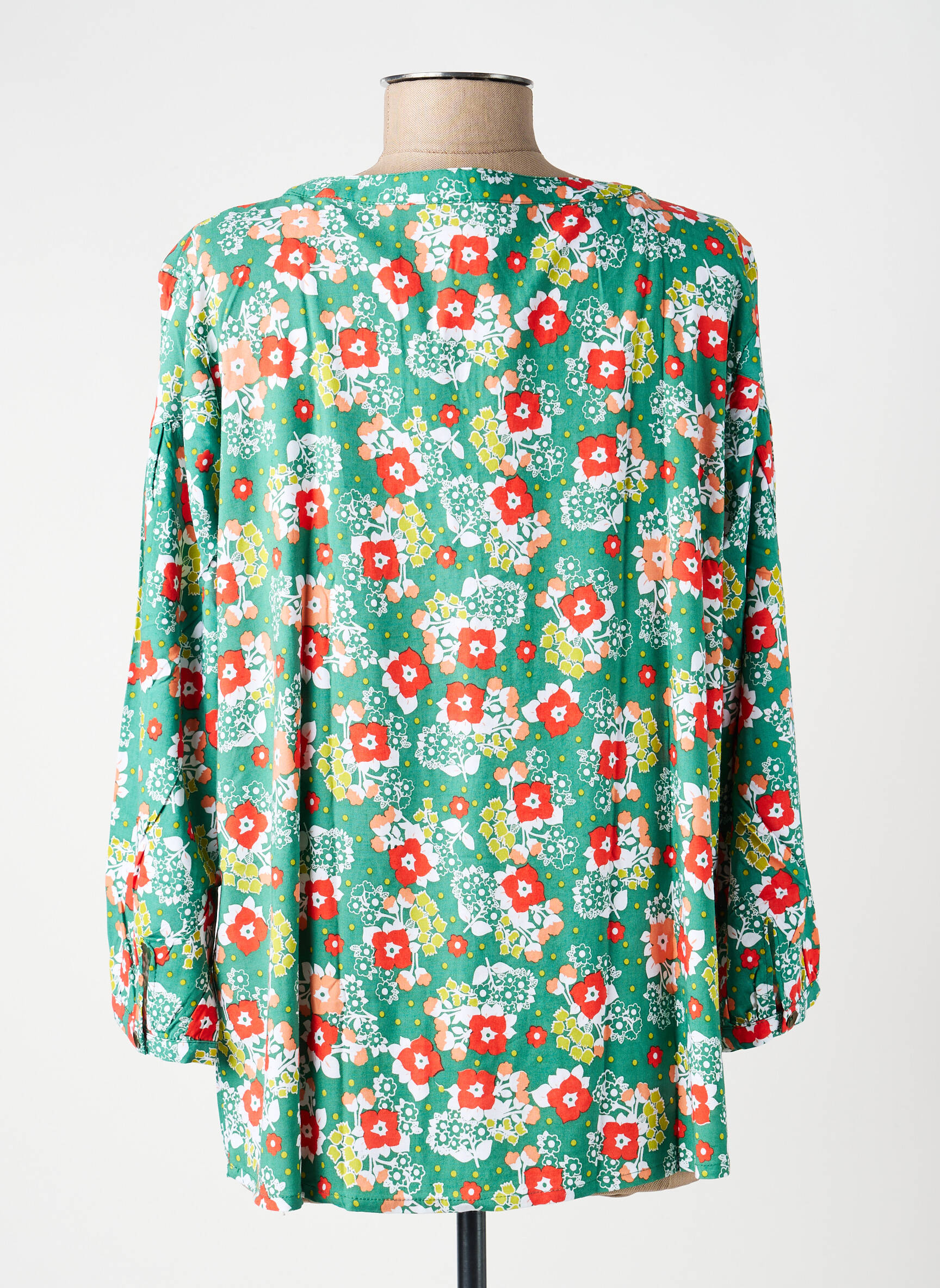 Blouse imprimé fleurs manches longues vert PRINCESSE NOMADE femme