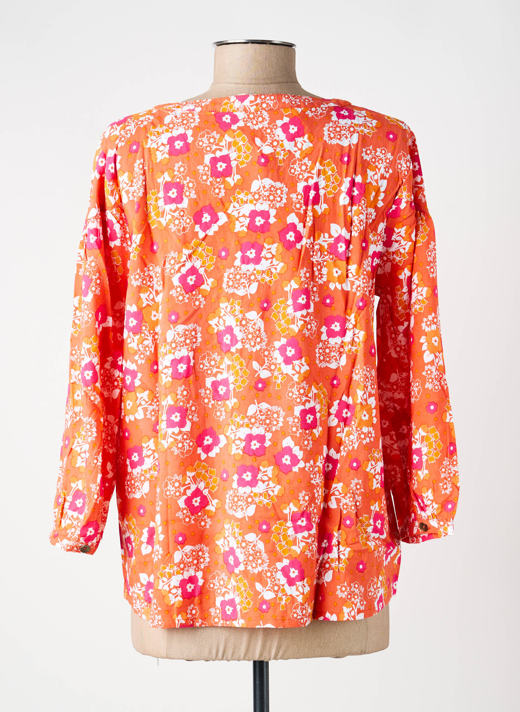Blouse imprimé fleurs manches 3/4 orange PRINCESSE NOMADE femme
