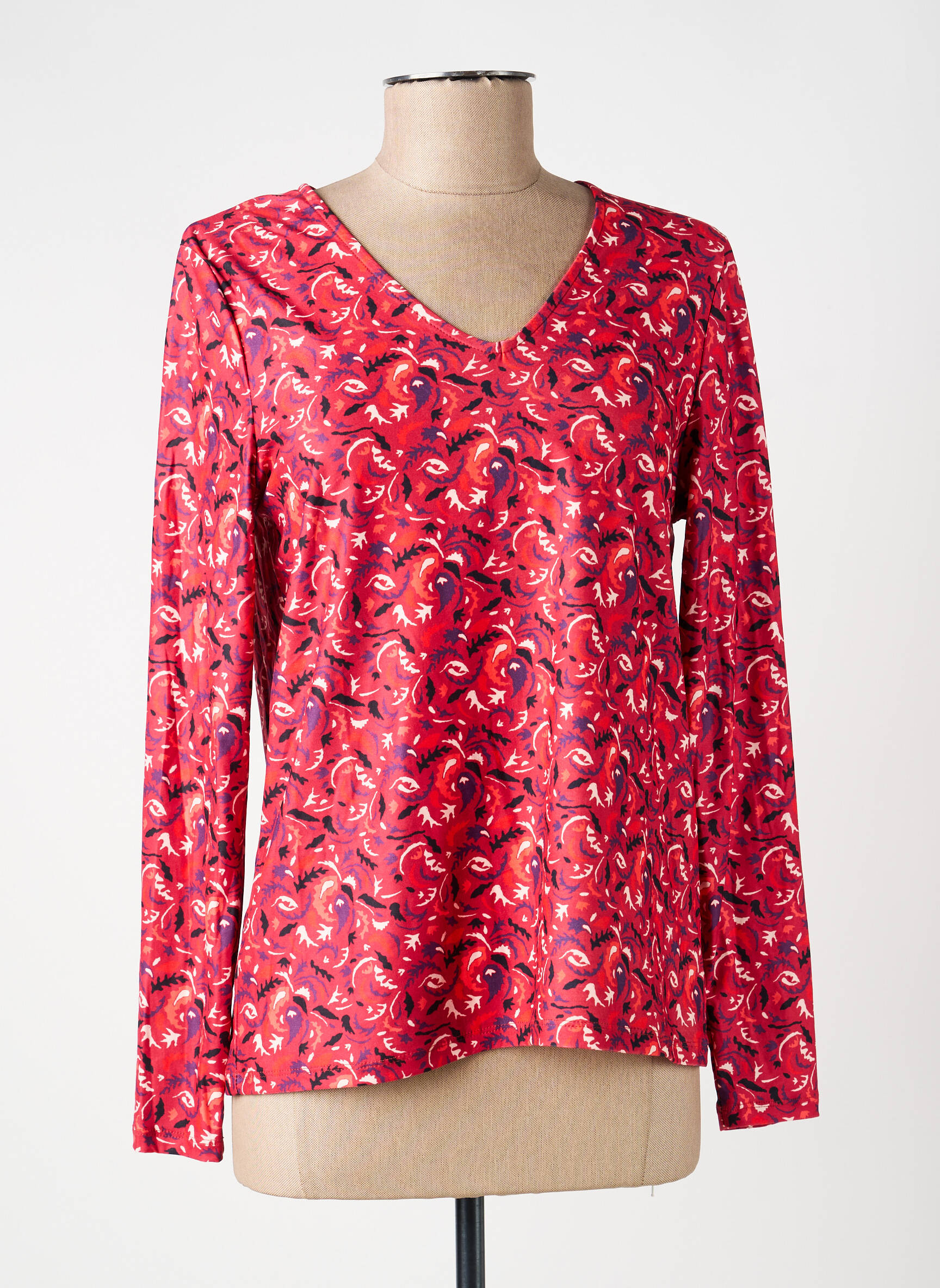 Top tissage jersey manches longues rouge LA FIANCÉE femme
