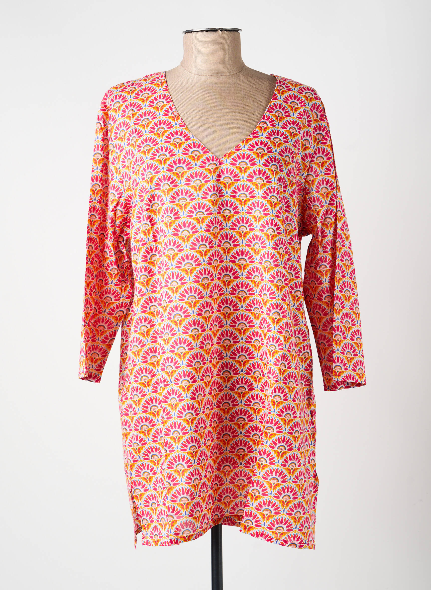 Tunique manches longues col v rose LA FIANCÉE femme