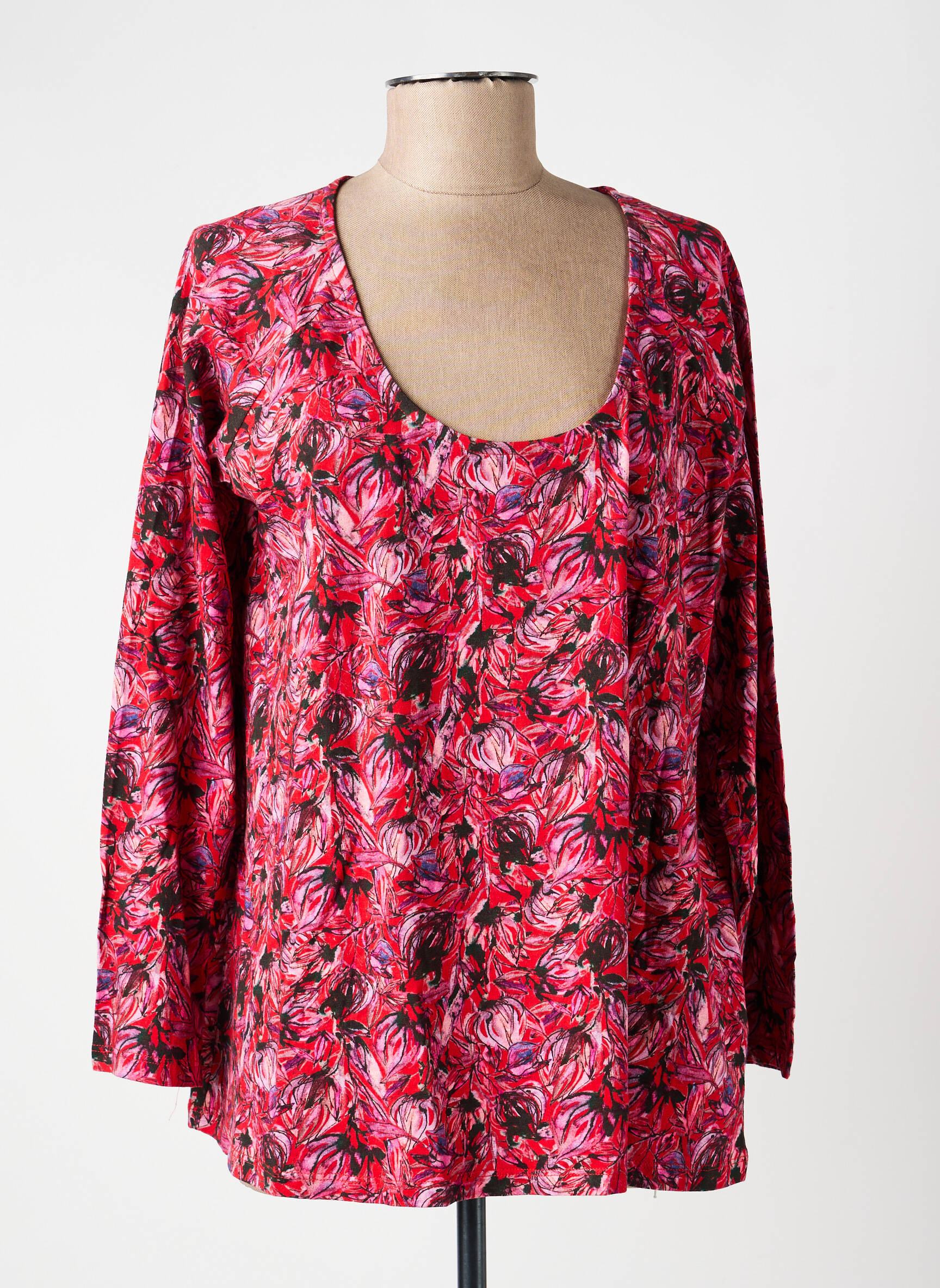 Top tissage jersey manches longues rouge LA FIANCÉE femme