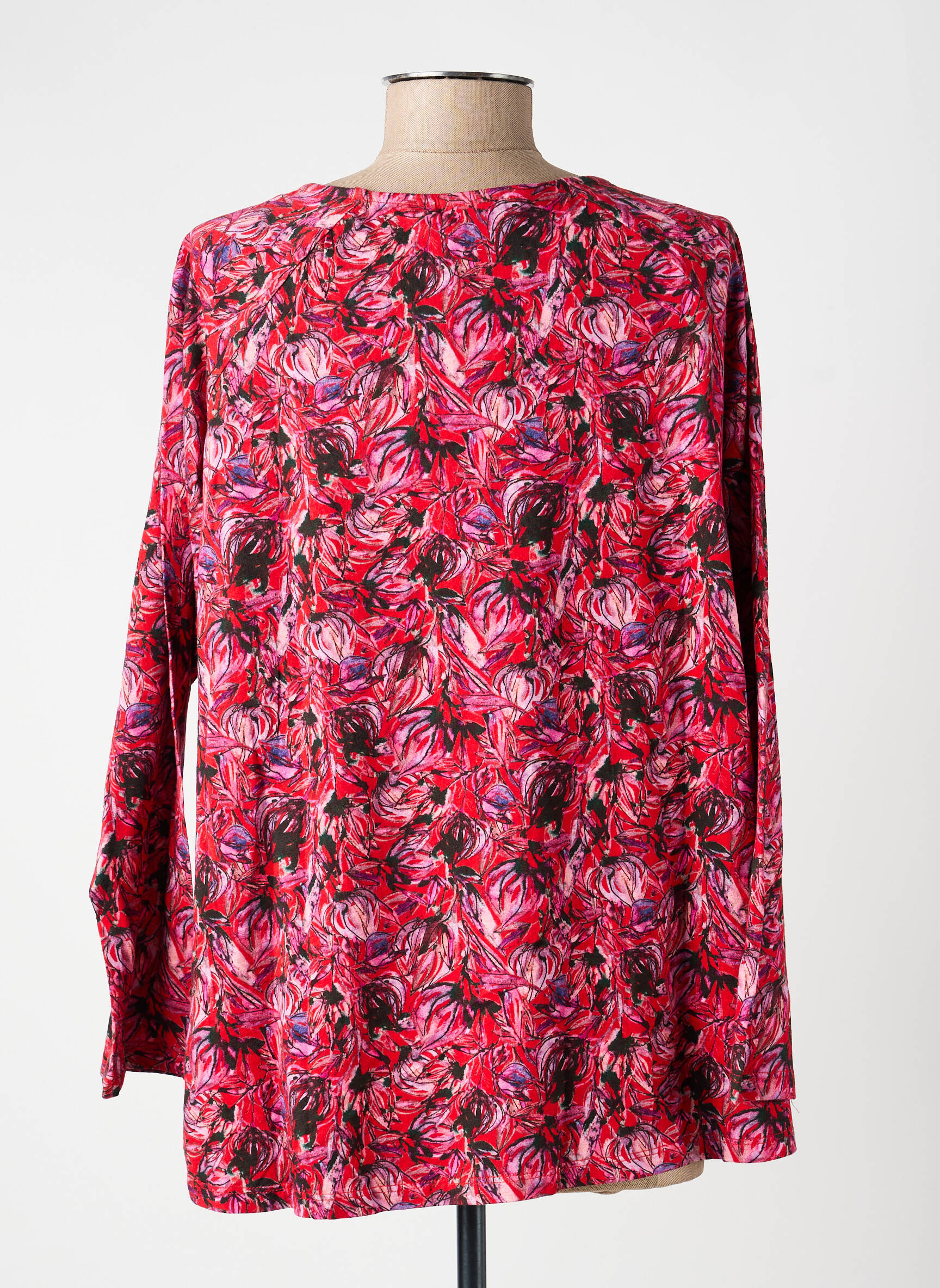 Top tissage jersey manches longues rouge LA FIANCÉE femme