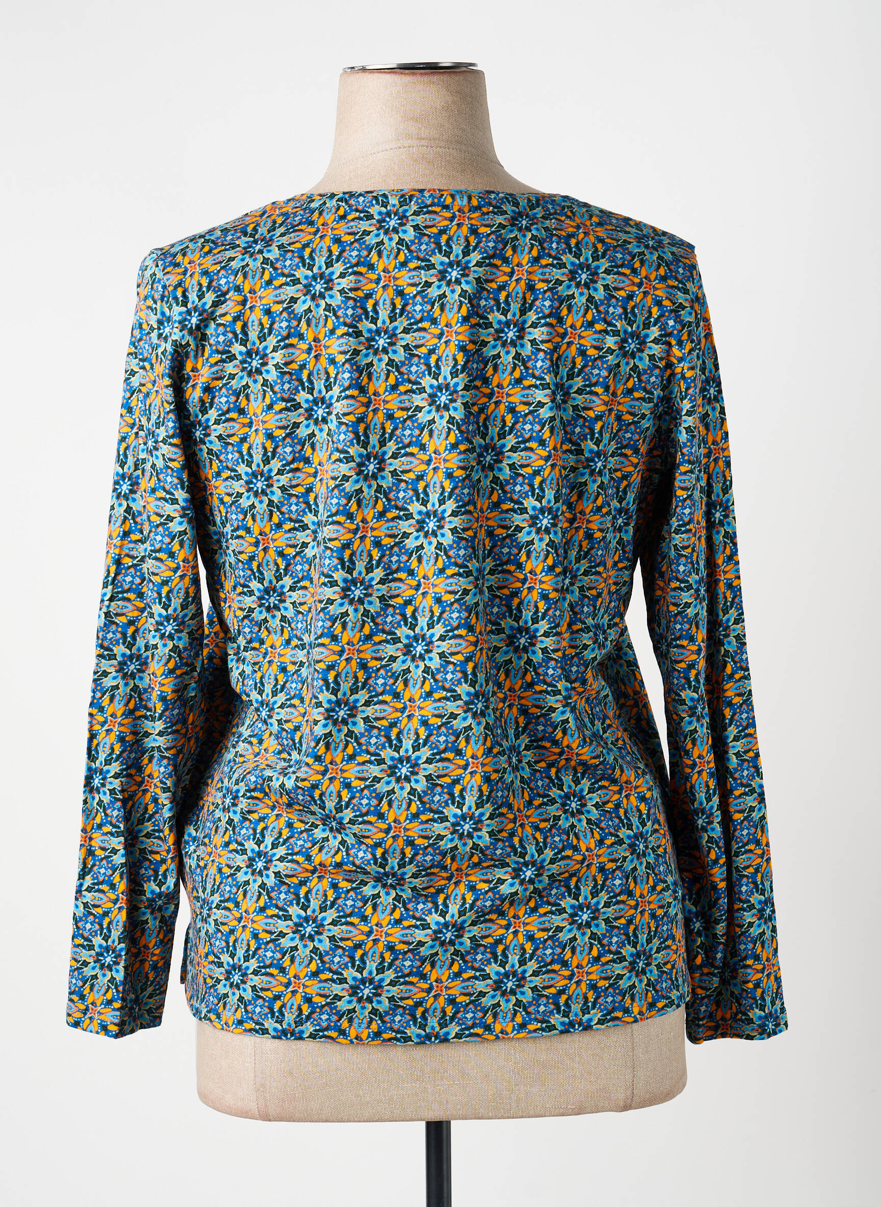 Top imprimé fantaisie manches longues bleu LA FIANCÉE femme