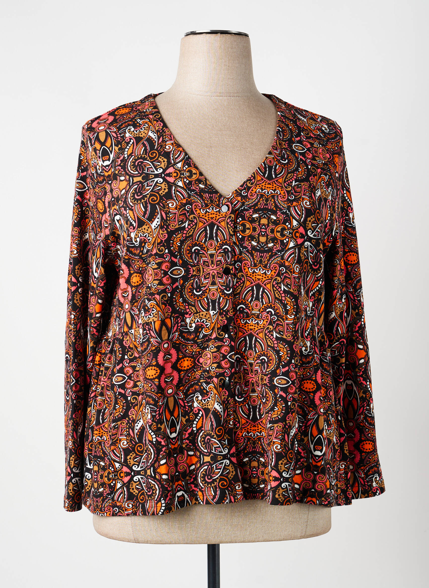 Blouse imprimé fantaisie manches longues marron LA FIANCÉE femme
