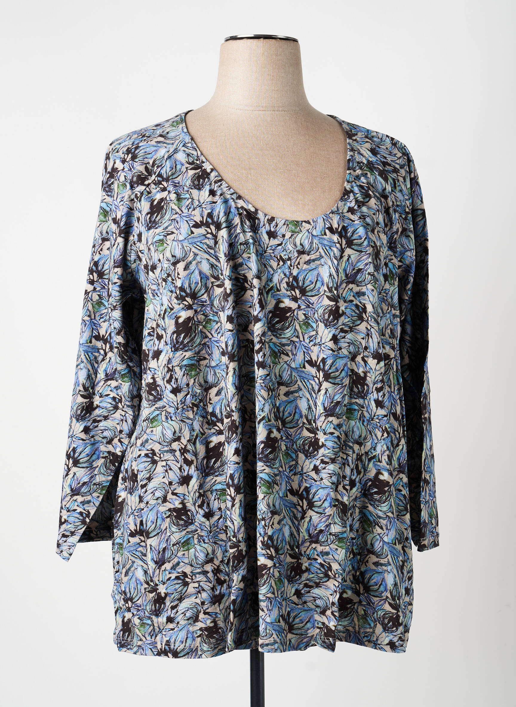 Top tissage jersey manches longues bleu LA FIANCÉE femme