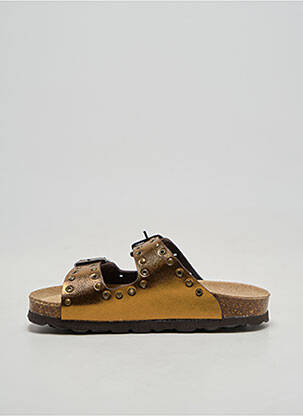 Mules/sabots tissage satiné bout rond marron REQINS fille