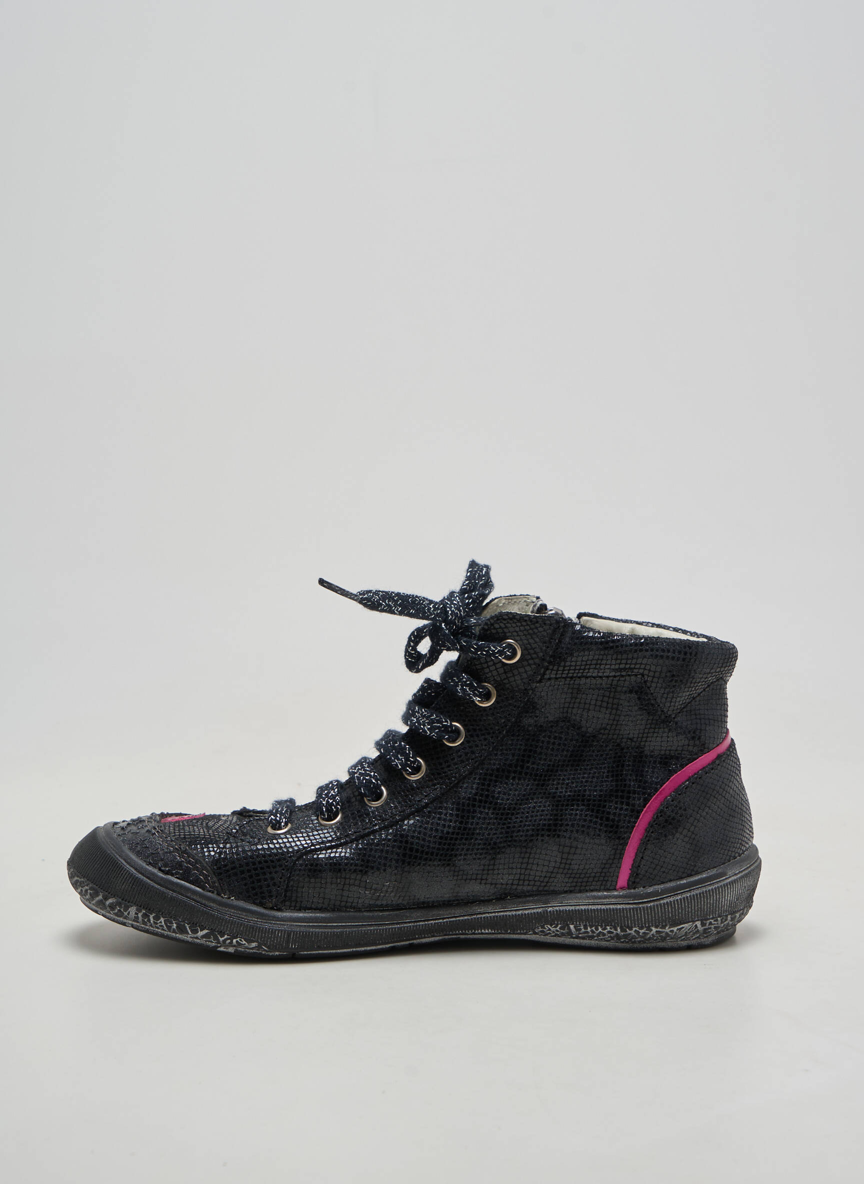 Baskets tissage satiné bout rond noir GBB fille