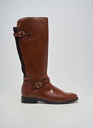 Bottes matière lisse talon plat jusqu'à 3cm marron ACEBOS femme