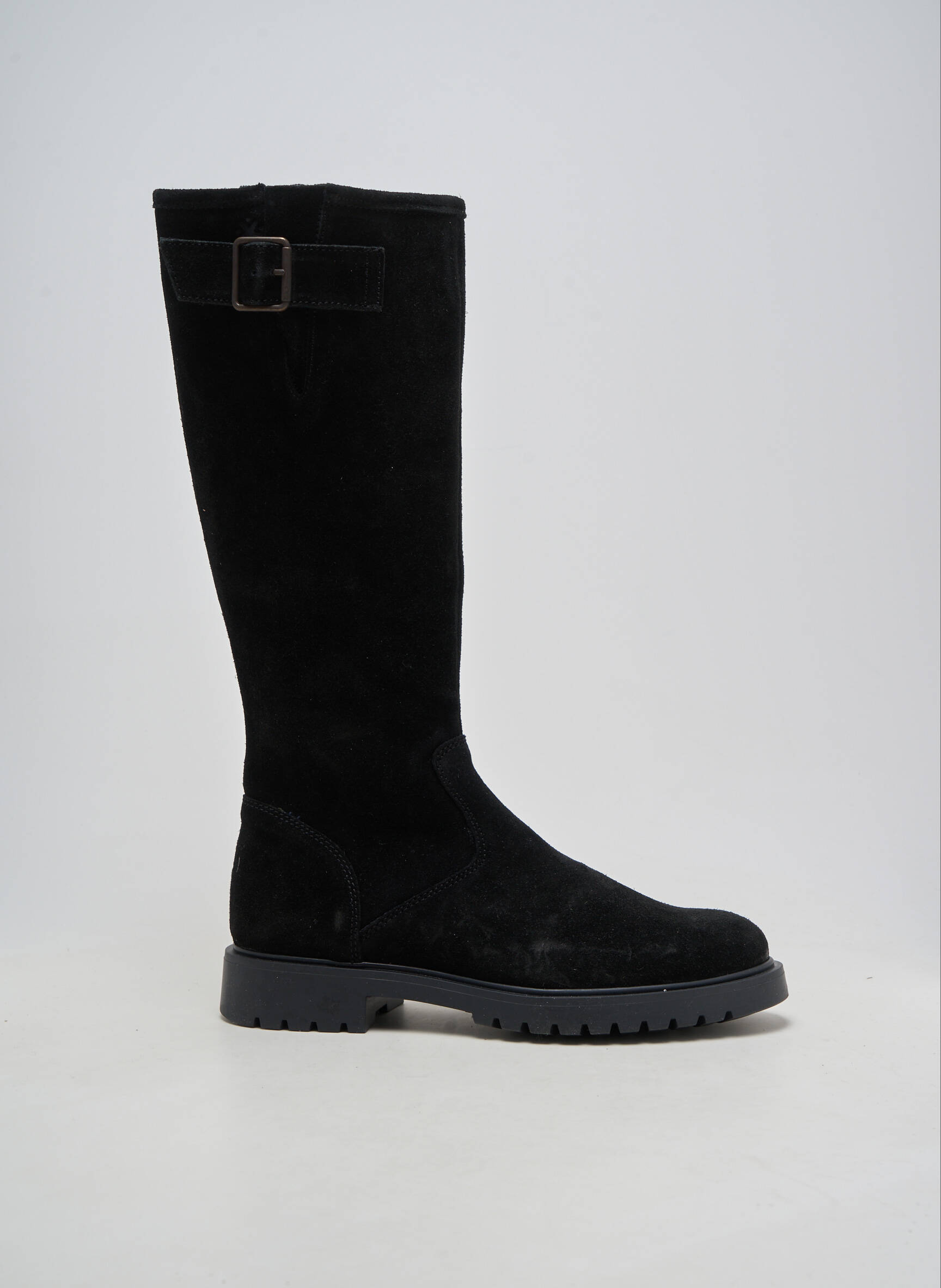 Bottes nubuck talon plat jusqu'à 3cm noir ACEBOS femme