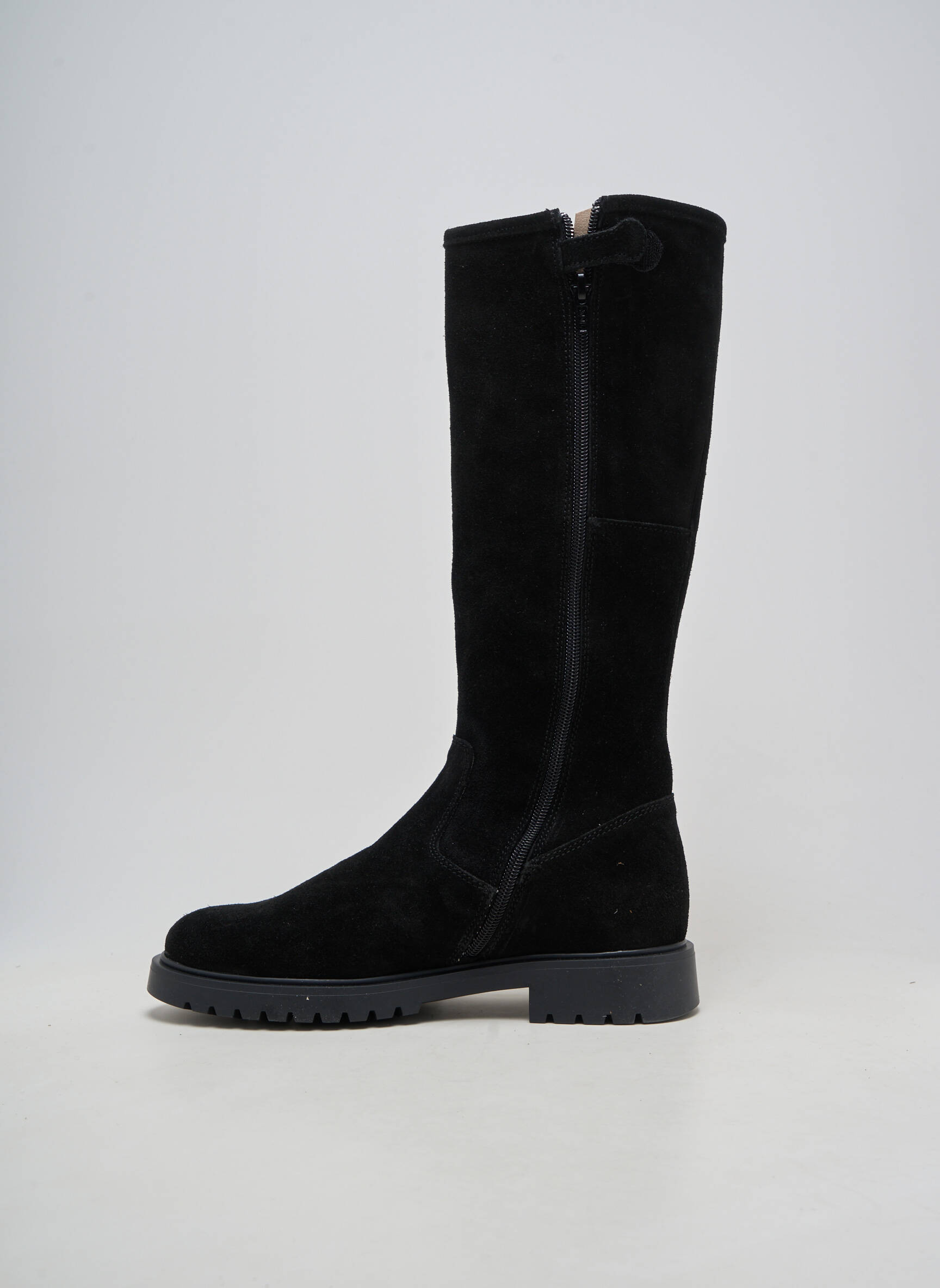 Bottes nubuck talon plat jusqu'à 3cm noir ACEBOS femme