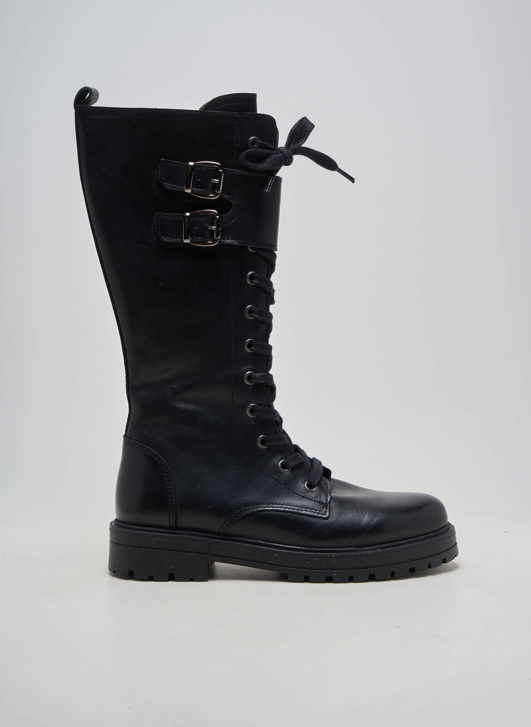 Bottes matière lisse talon plat jusqu'à 3cm noir BELLAMY femme